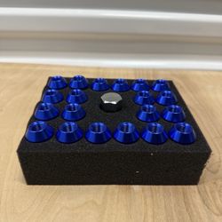 M12 x 1.5 25mm OD/45mm Height Steel Open End Wheel Lug Nuts with Deep Drive Extension 20Pcs (Blue)