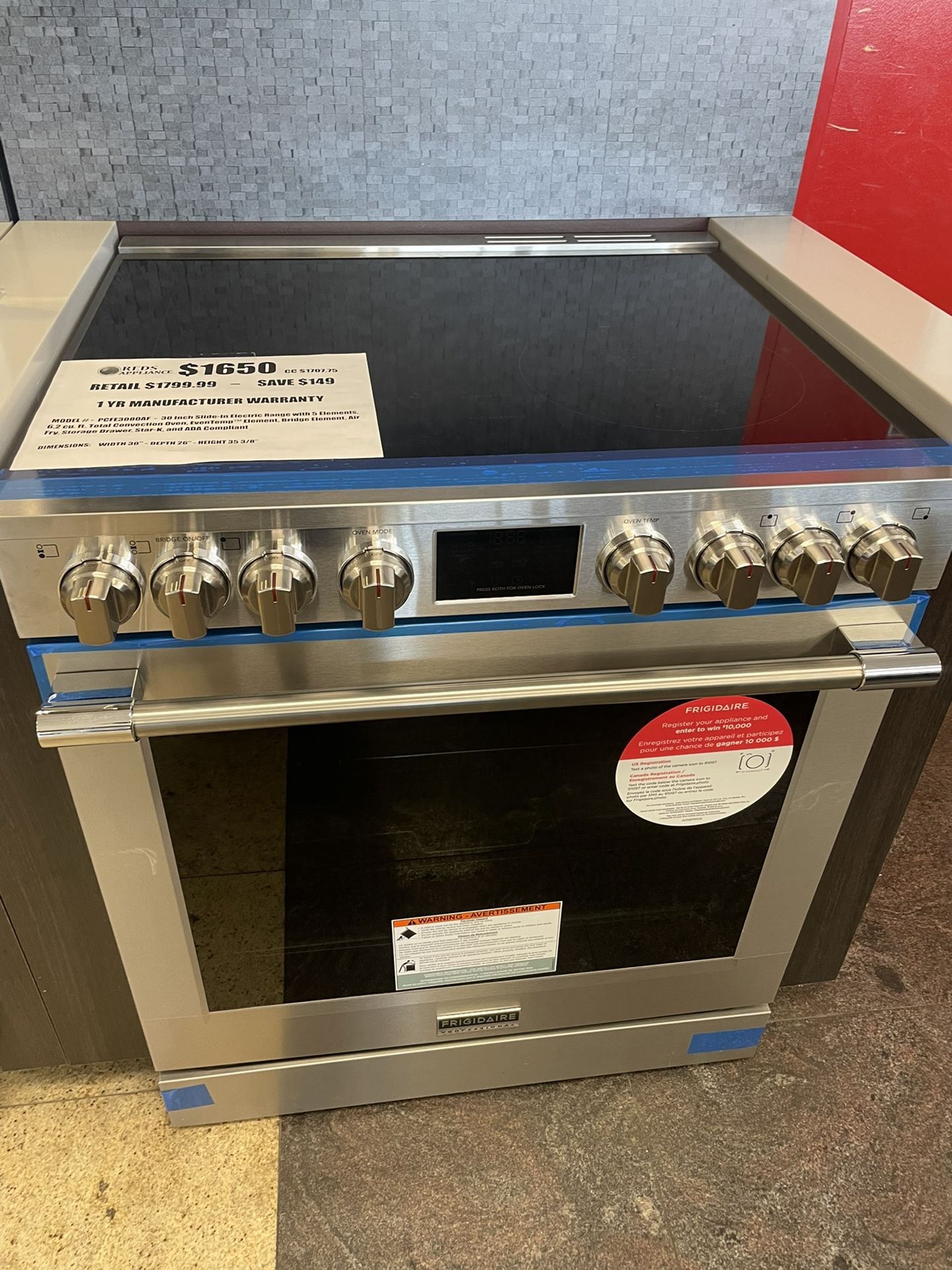 Frigidaire Professional Electric Glass Top Stove
