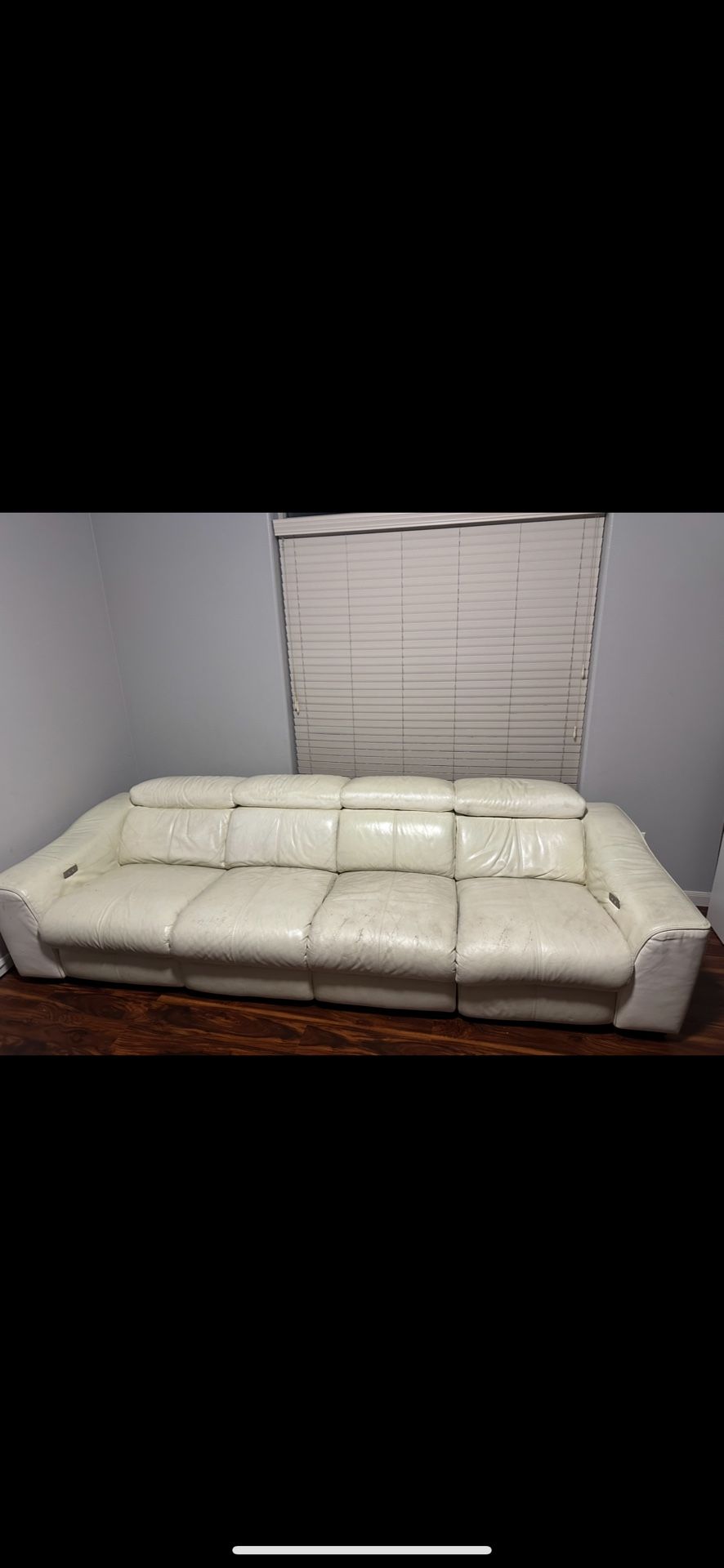 Leather Couch And a Recliner- White