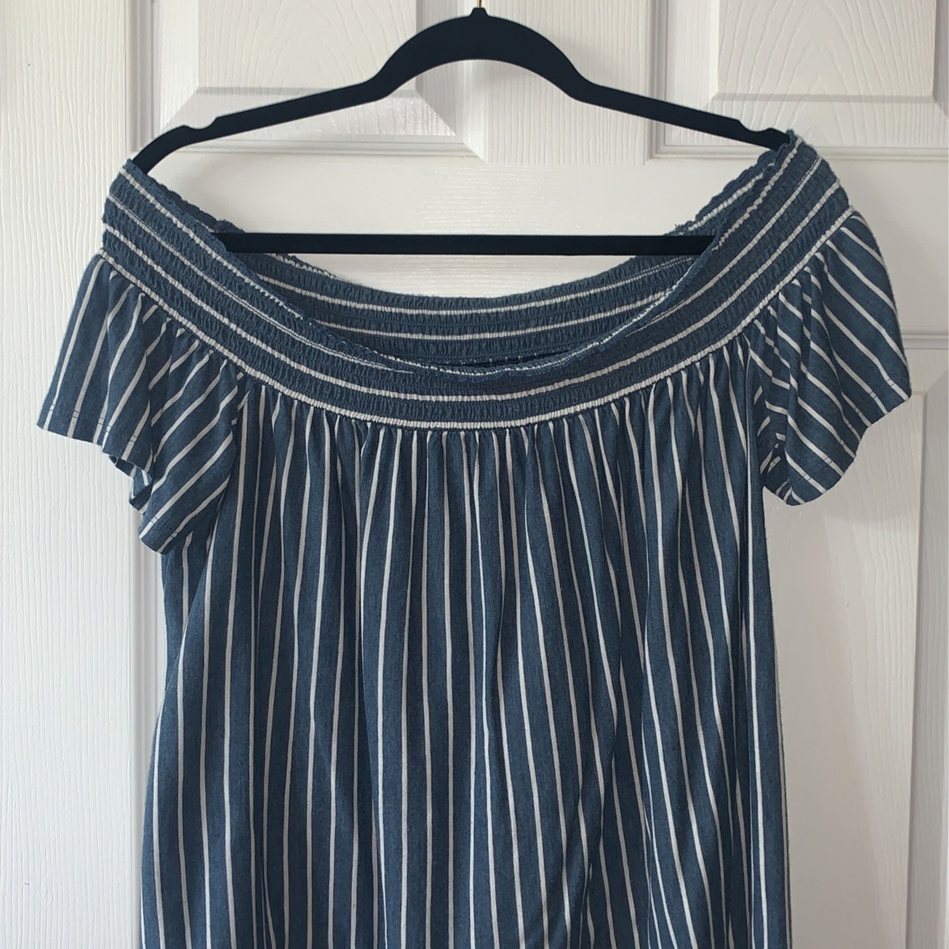 American Eagle Striped Off The Shoulder Top