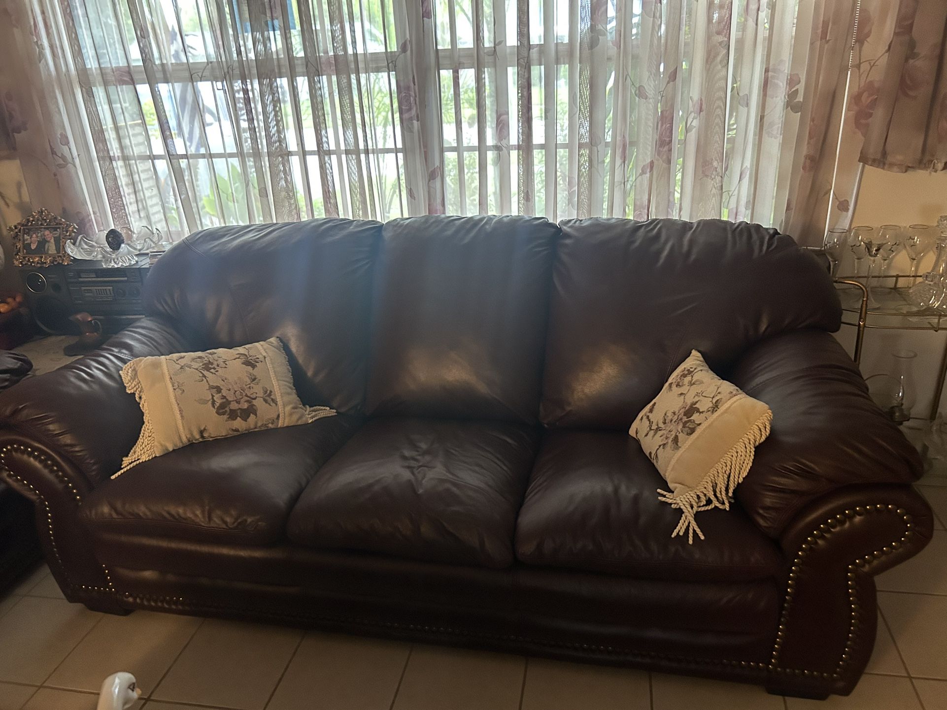 Burgundy Leather Sofa