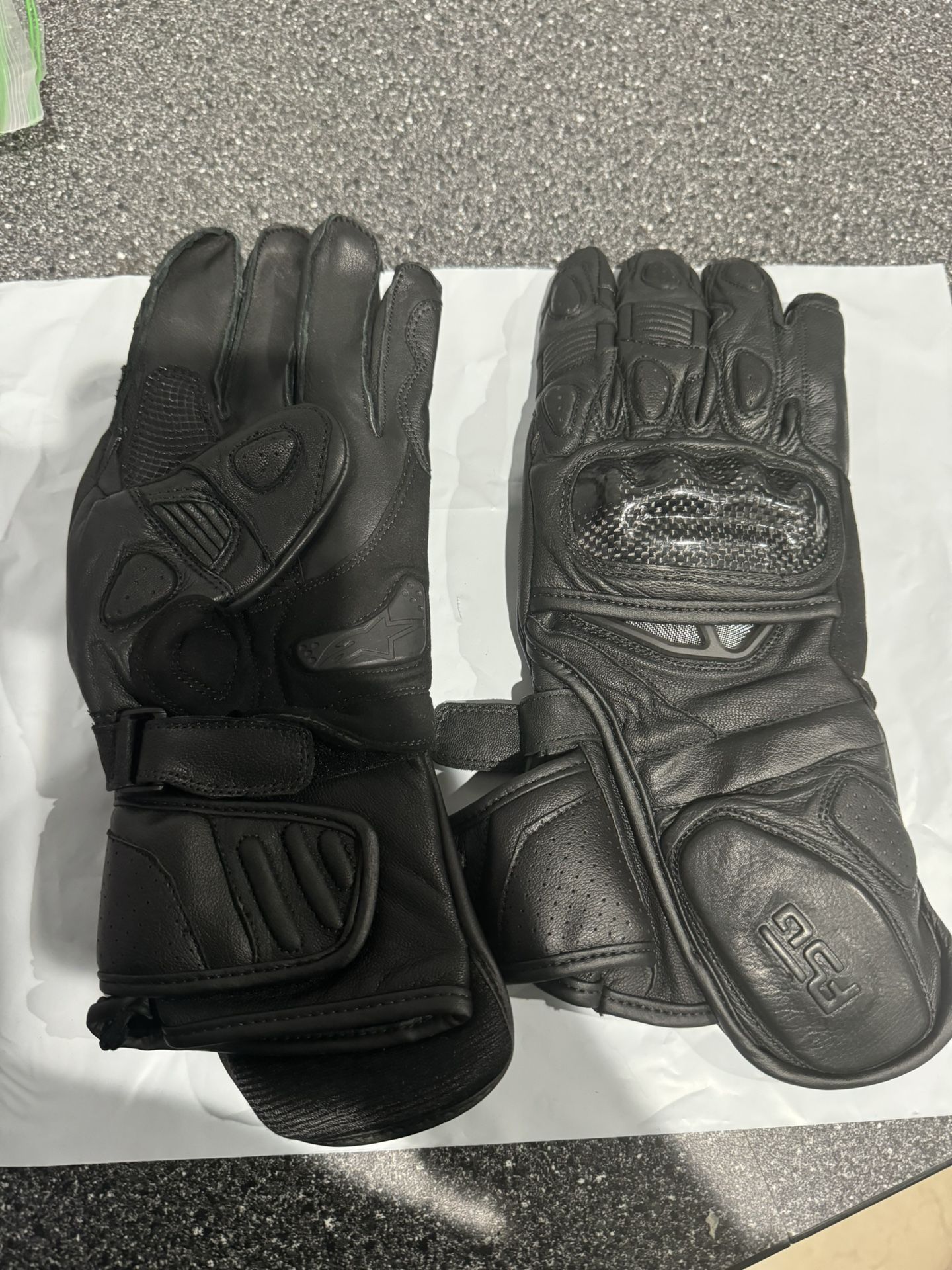 New Black Leather Motorcycle Gloves