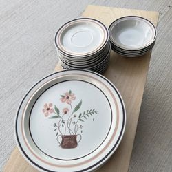 Stoneware Dinner Plates And Mugs. Made In Japan 