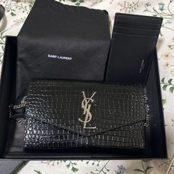 YSL Crossbody Wallet Croc Skin 