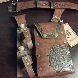 Witchy Pagan Leather Alchemy Pouch