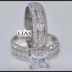 New 18k White Gold Wedding Ring Set 