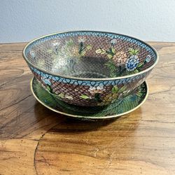 Chinese Plique-a-jour Bowl with Saucer 
