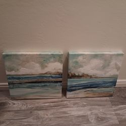 16x16 (2) Abstract Beach Canvas Art