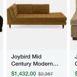 BROWN LEATHER JOYBIRD COUCH