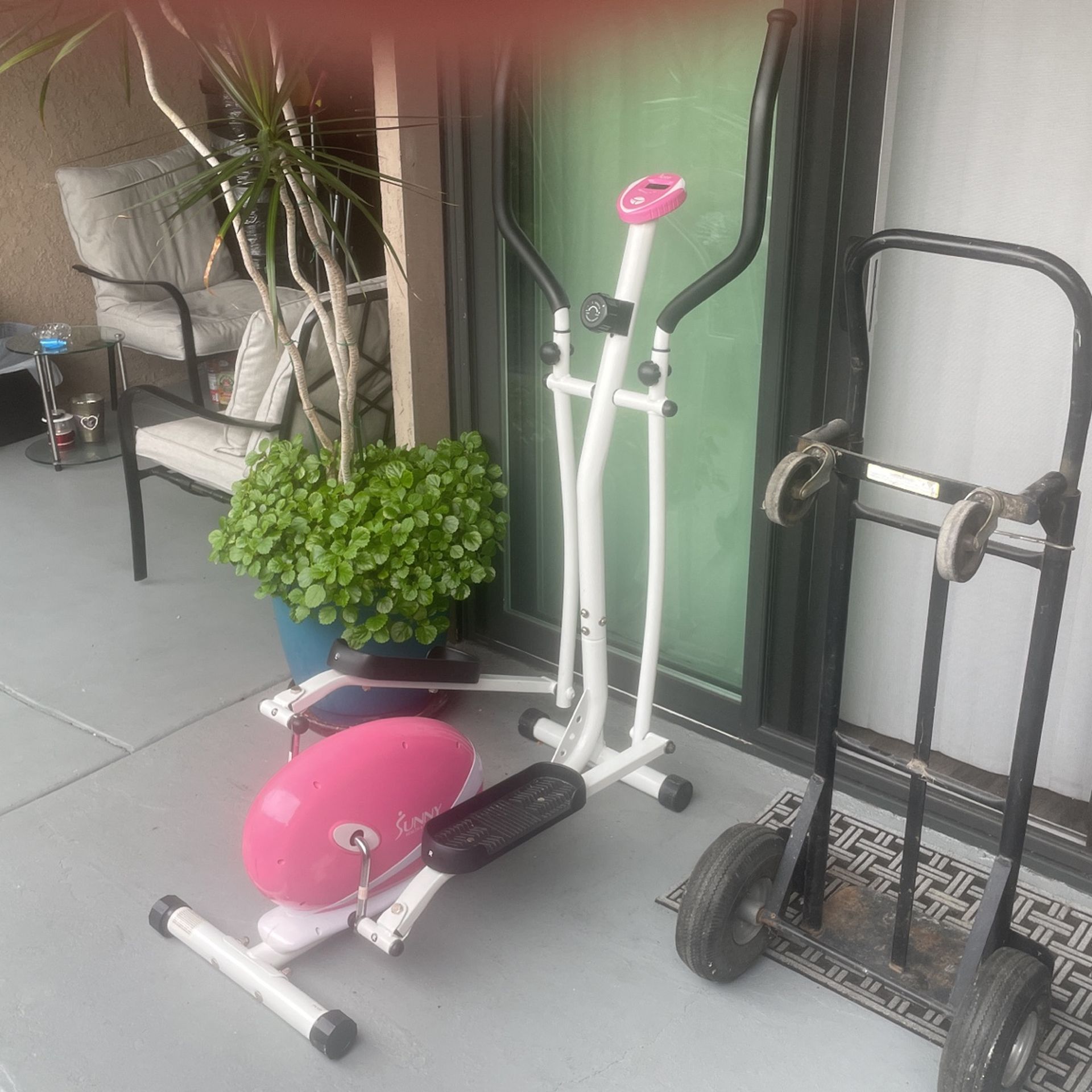 Sunny Health And Fitness Pink Elliptical Trainer Machine