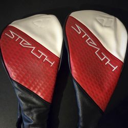 TaylorMade Golf Stealth 2 Driver Head Cover in black, red, and white