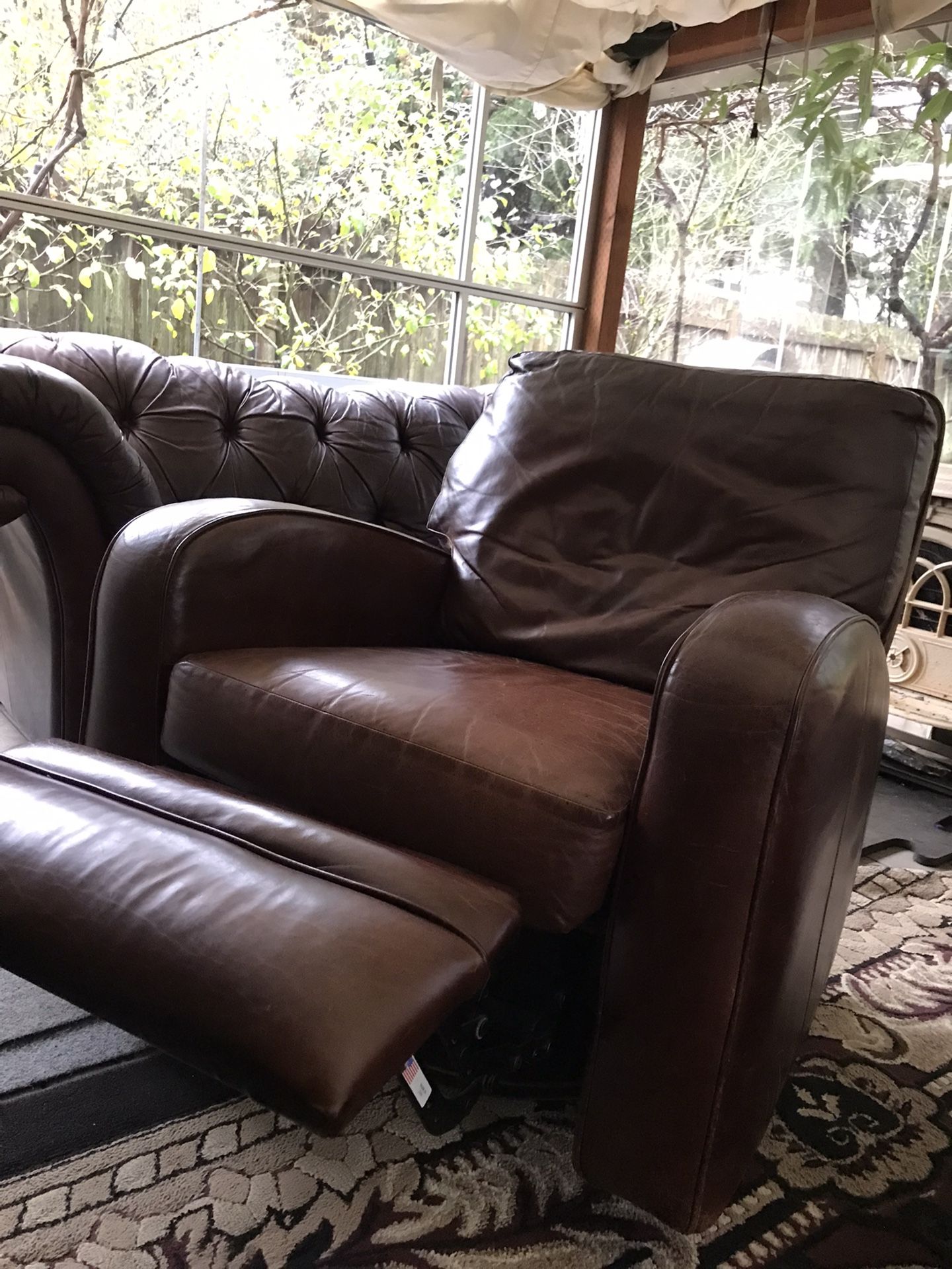 Leather Reclining Swivel Rocking Chair.