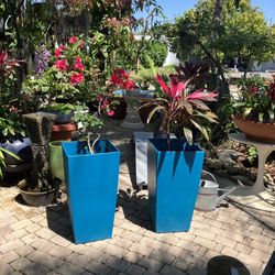 30” Large Turquoise Planter/Pot: 15.25”W x 15.25”D x 29.75”H-$70 Each 