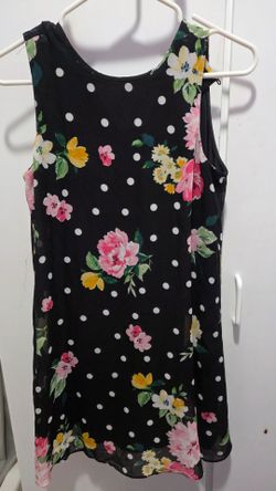 Black Floral Polka Dot Sleeveless Dress