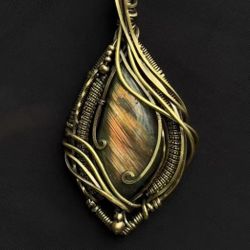 Spot “meteor light star perish” Original Brass Wire-wound Pendant Natural Labradorite Star Theme Handmade Design Models
