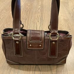 Like New Womens Coach 11330 Hampton Signature Brown Leather 