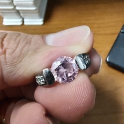 Sterling Silver, Pink Stone Ring. Size 7