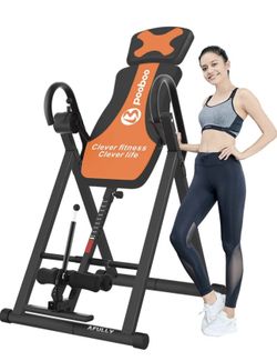 pooboo Inversion Table for Back Pain Relief Heavy Duty Foldable Back Stretcher Machine for Pain Therapy Training