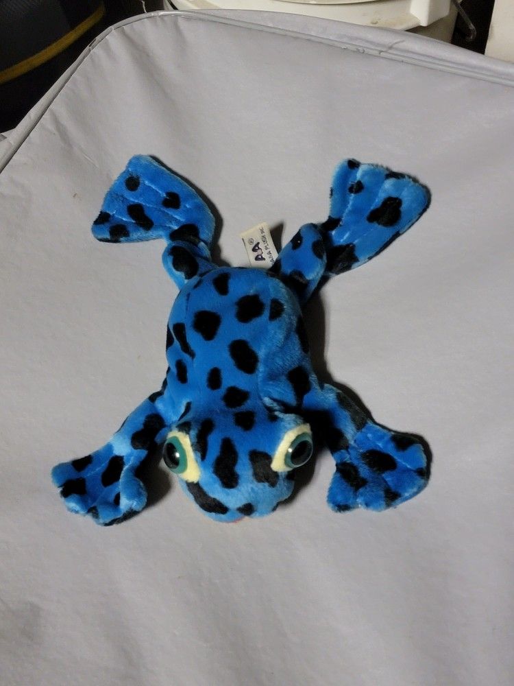 Beanie Plush Frog  (Blue w/ Black Spots)