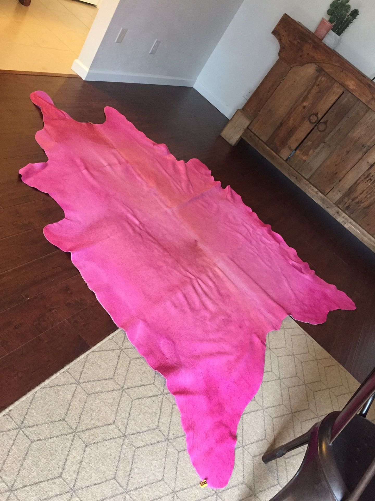 REDUCED Hot pink cowhide rug