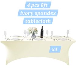 8ft ivory spandex  tablecloth new 4 pcs  party decor