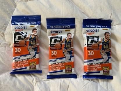 3 packs / 2020-21 Panini Donruss Basketball NBA Cello Fat Value Pack 30 Cards Brand New