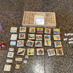 Melissa and Doug wooden stamp set plus more