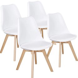 4pcs Dining Chairs Upholstered Modern Chair with Soft Padded Seat DSW Eiffel Inspired Chair Accent Chair with Beech Wood Legs for Home and Restaurant,