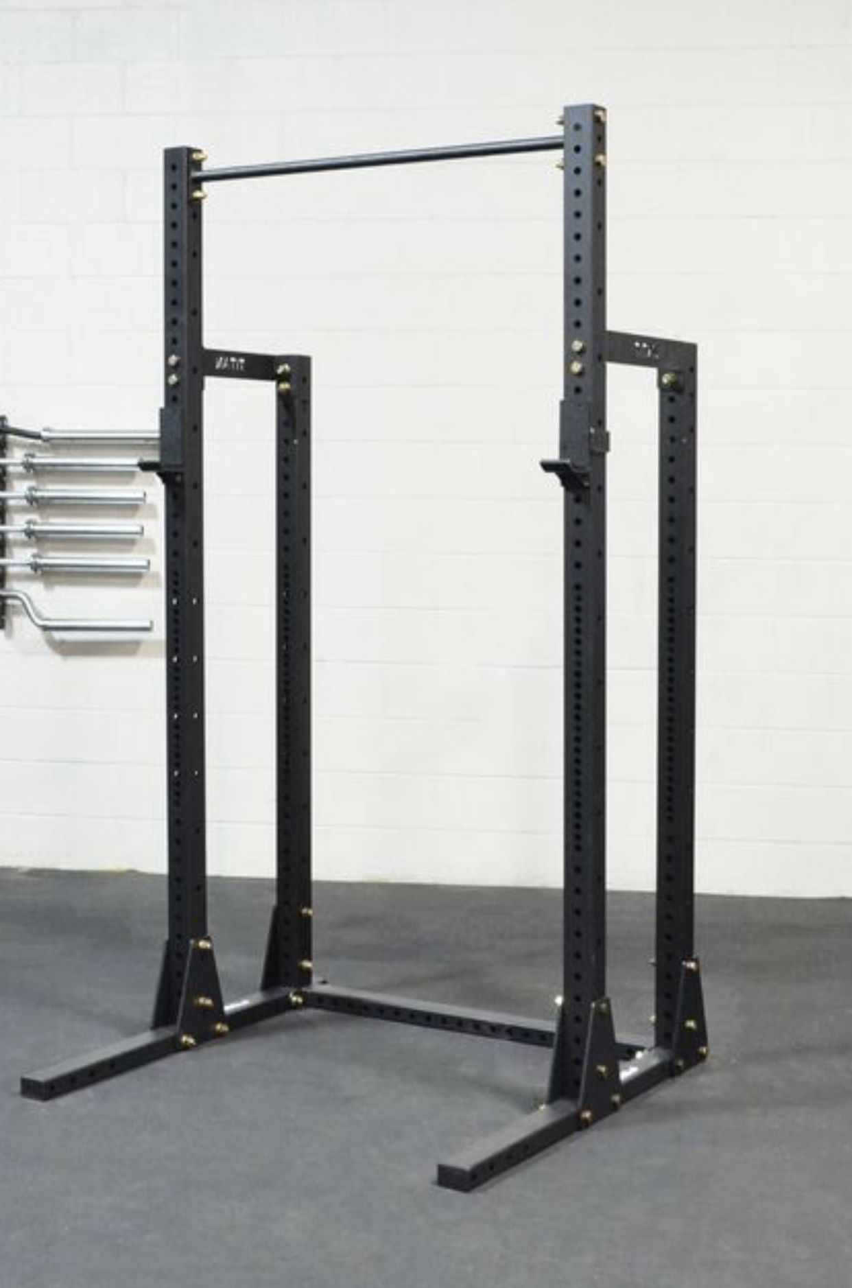 Titan X3 Half Rack / Squat Rack w/ Extra Set Of Sandwich J-Hooks & Weight Storage