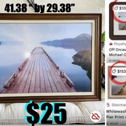 $25 Large Wall decor 41.38” by 29.38” with Glass & nice Brown Frame off Orcas Island