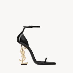 Saint Laurent Opyum YSL Heel Sandals Black Patent Leather – Size 7.5 – NEW $1,200