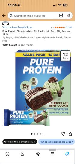 Pure Protein Chocolate Mint Cookie Bars 12-Pack
