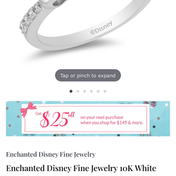 Enchanted Disney Fine Jewelry 10K White Gold 1/4 CTTW Snow White Promise Ring