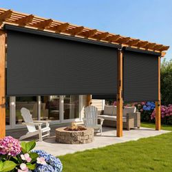 10'W x 8'H Integrated Outdoor Roller Shade for Sun & Privacy Protection Assembly Free Cordless Patio Blinds with 420GSM Fabric for 95% UV, Sun Shades