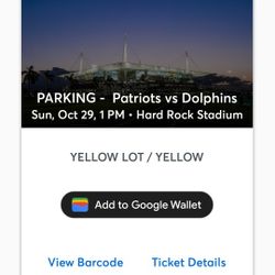  Dolphins vs New England Parking Pass