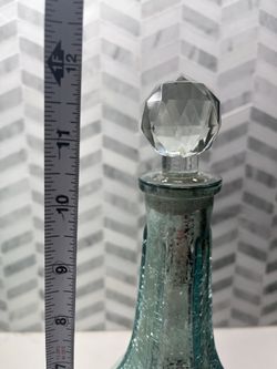 Aqua Crackled Glass Vase