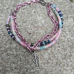 Girls 3 Piece Bracelet Set With Treble Cliff Charm