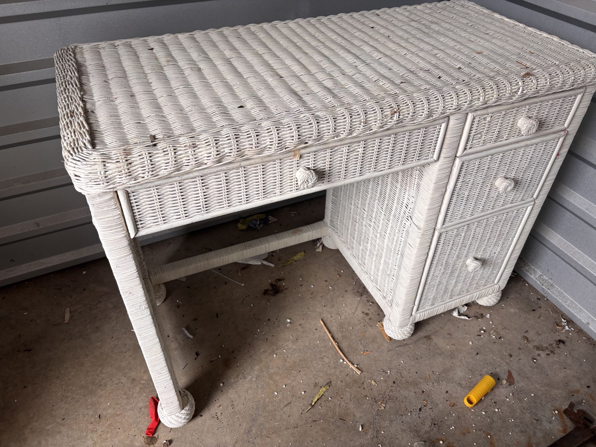 White Wicker Desk