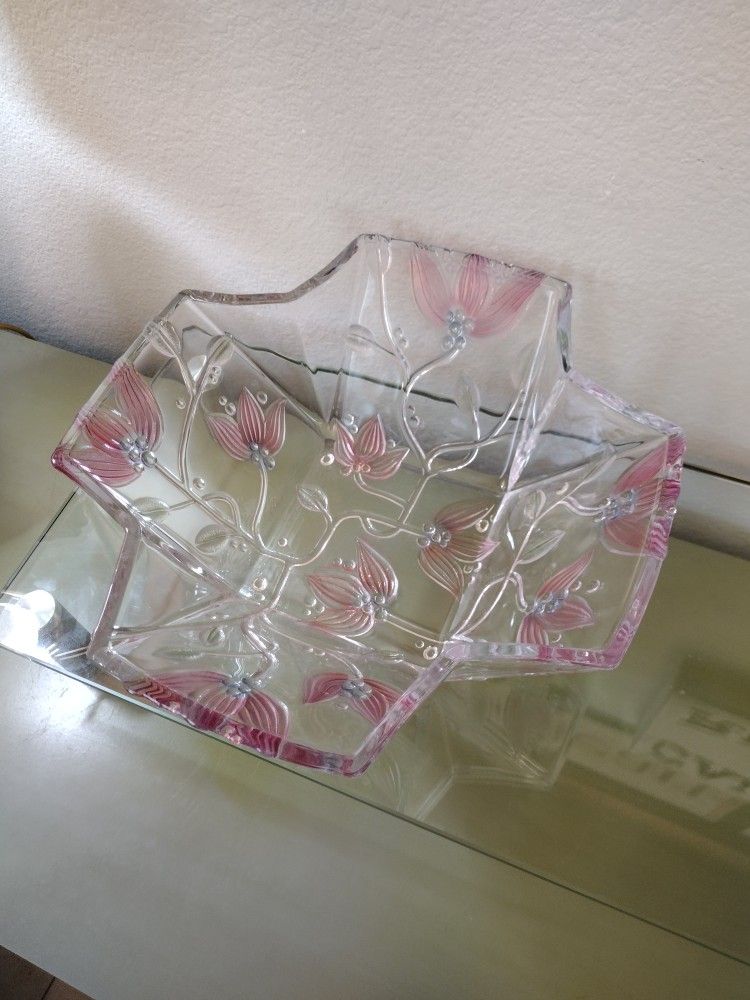 Vintage, Large, Fifth. Avenue, Crystal Clear, Flowers,Bowl.