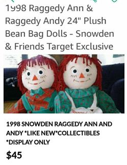 1998 TARGET EXCLUSIVE RAGGEDY ANN & ANDY SNOWDEN COLLECTION *NEW*