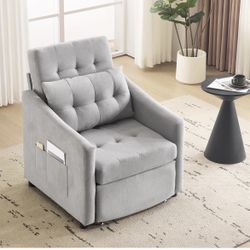 NEW IN BOX – 3-in-1 Convertible Sleeper Chair / Sofa Bed – Light Gray