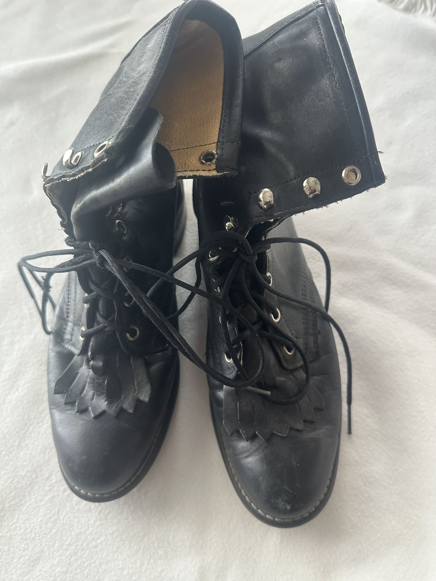 Size 8.5 Vintage Laredo Boots black roper lace up granny Western booties