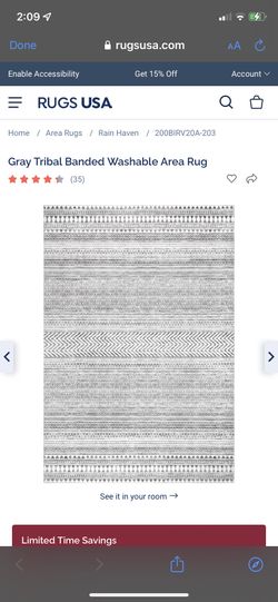 NEW Grey & White Washable Rug