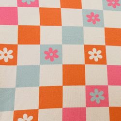 Checkers Retro Stretch Fabric, Remnant Fabric For Girls 