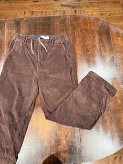 Brown Corduroy Pants with Drawstring Waist