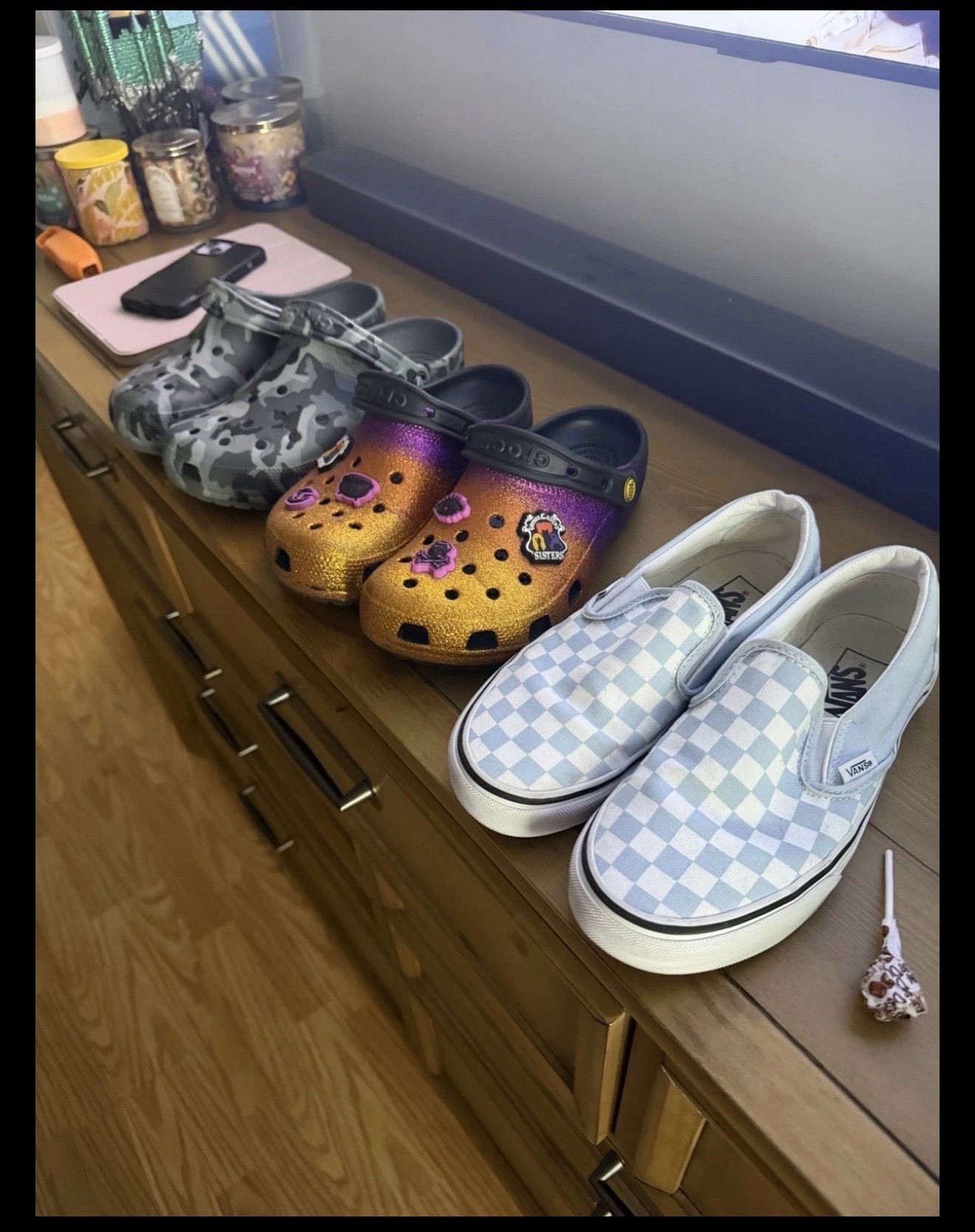 Lot of crocs and vans size 5/7 6/8 Camo Hocus Pocus Clog Used Boys Girls great kids youth boys girls