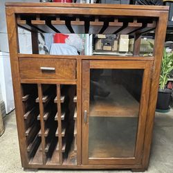 Wood Bar Cabinet With Wine Rack