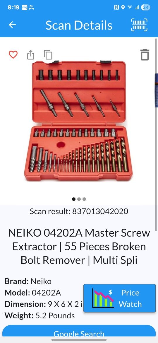NEIKO 04202A Master Screw Extractor |55 Pieces Broken Bolt Remover | Multi Spli
