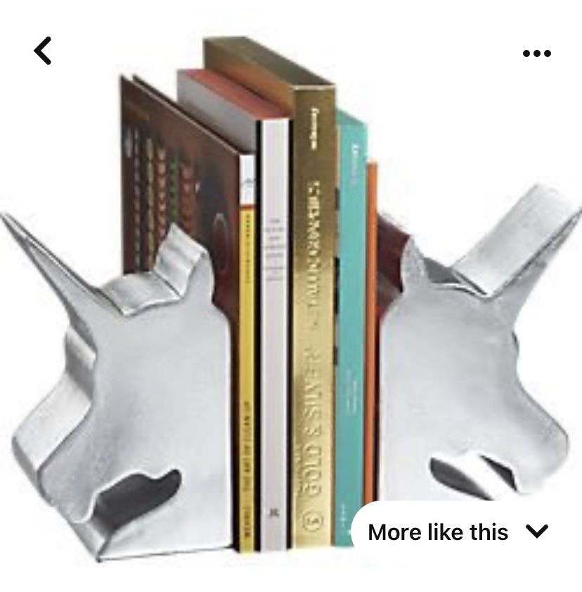 CB2 Bookends Set Of 2  Silver Shiny Color Bookshelf CB2 NEW Divider Bookshelves Decorations Unicorn Bookend 