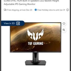 Asus Tuff 280 Htz Monitor.Brand New Box Is Damaged But Monitor Works. 